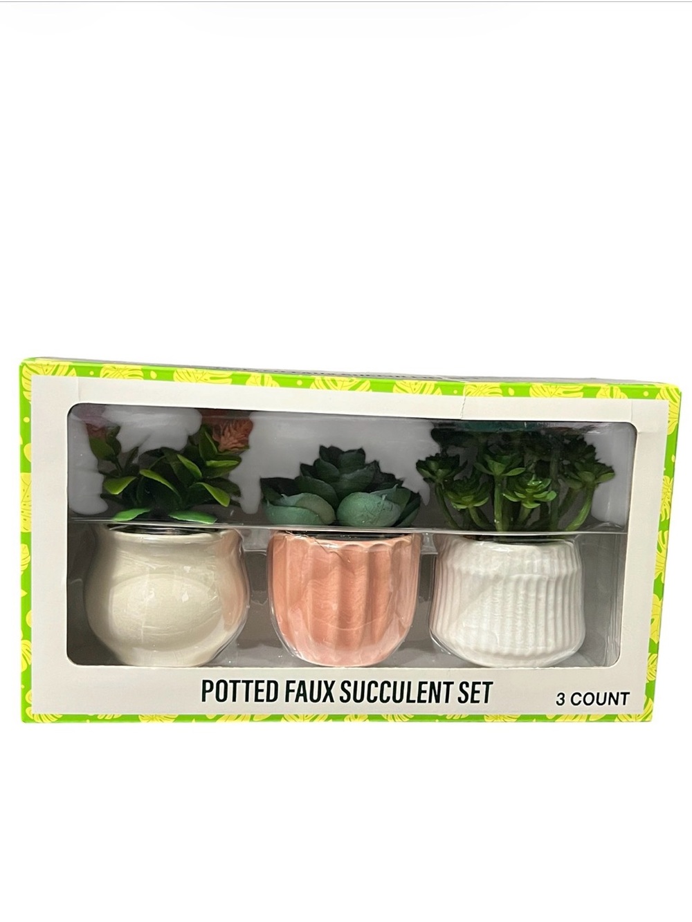 Festive choice Three-Piece Faux Succulent Set in Cream, Pink, and White